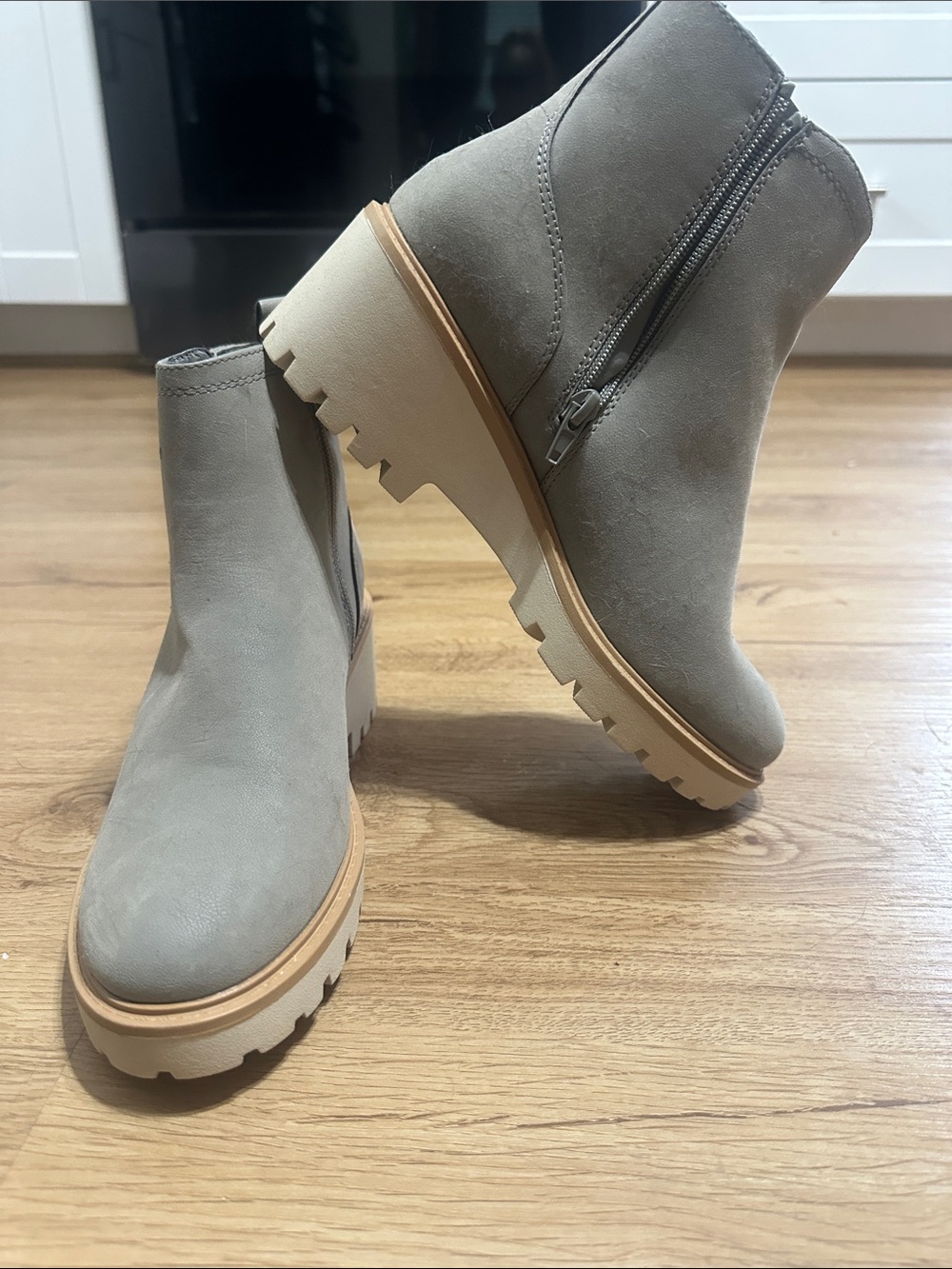 Maurices Taupe Chunky Lug Sole Ankle Boots